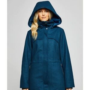 NWT Mia Melon Hailey  Insulated Waterproof Wool Coat in Deep Teal Size Small